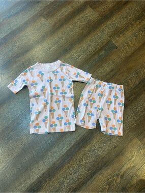 Hanna Andersson Pink Kids Pajama Set with Ice Cream Print 130